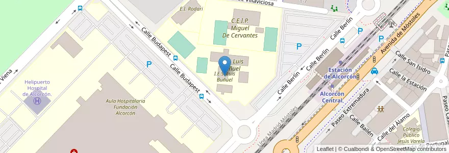 Mapa de ubicacion de I.E.S. Luis Buñuel en Spagna, Comunidad De Madrid, Comunidad De Madrid, Área Metropolitana De Madrid Y Corredor Del Henares, Alcorcón.