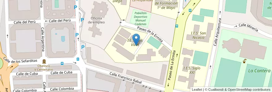 Mapa de ubicacion de I.E.S. Luis Vives en スペイン, マドリード州, Comunidad De Madrid, Área Metropolitana De Madrid Y Corredor Del Henares, Leganés.