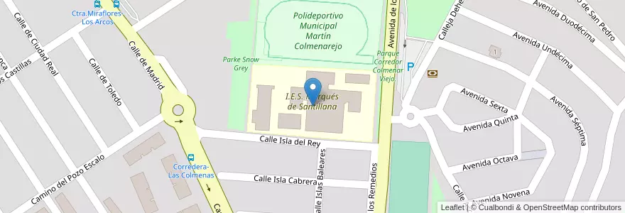 Mapa de ubicacion de I.E.S. Marqués de Santillana en 西班牙, Comunidad De Madrid, Comunidad De Madrid, Cuenca Alta Del Manzanares, Colmenar Viejo.