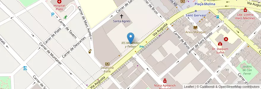 Mapa de ubicacion de IES Menendez y Pelayo en Испания, Каталония, Барселона, Барселонес, Барселона.