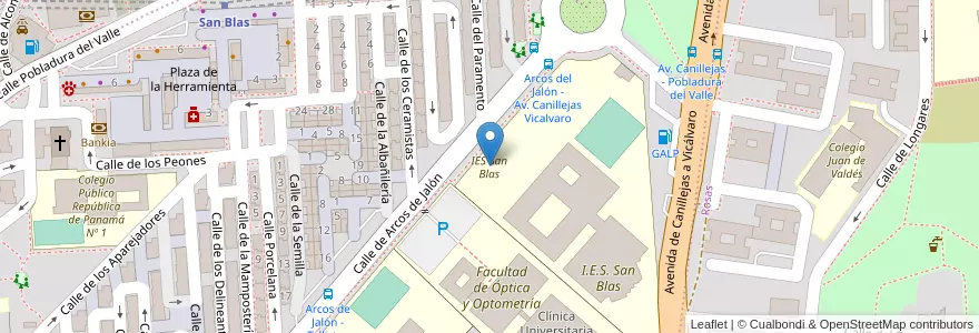 Mapa de ubicacion de IES San Blas en スペイン, マドリード州, Comunidad De Madrid, Área Metropolitana De Madrid Y Corredor Del Henares, Madrid.