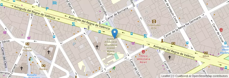 Mapa de ubicacion de IES Vicente Blasco Ibañez en スペイン, バレンシア州, València / Valencia, Comarca De València, València.