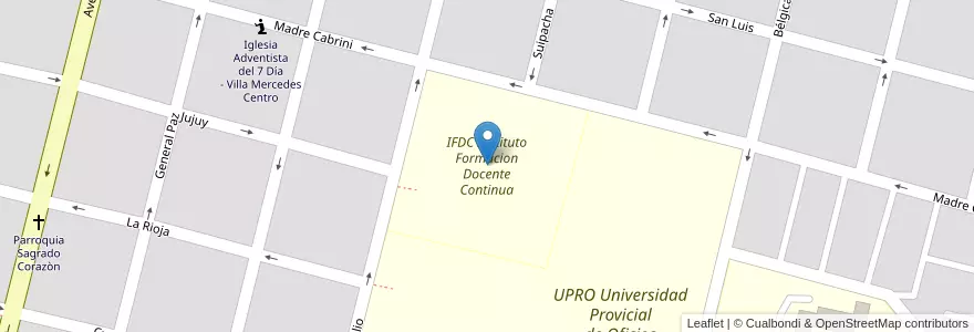 Mapa de ubicacion de IFDC Instituto Formacion Docente Continua en 阿根廷, San Luis, General Pedernera, Villa Mercedes, Municipio De Villa Mercedes.