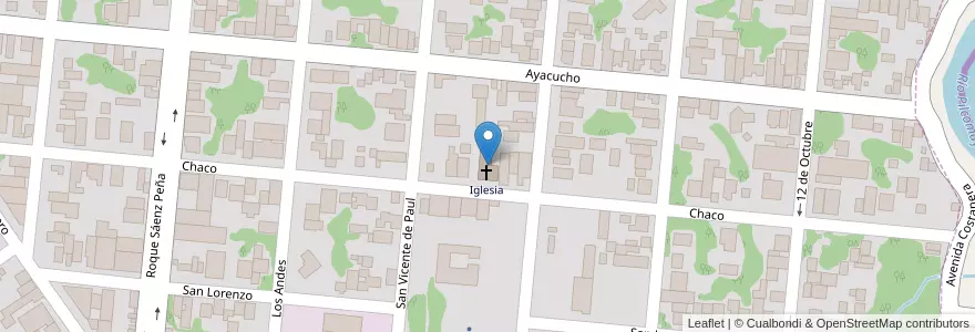 Mapa de ubicacion de Iglesia en Argentinië, Formosa, Departamento Pilcomayo, Municipio De Clorinda, Clorinda.