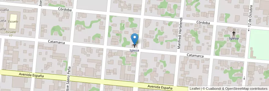 Mapa de ubicacion de Iglesia en 阿根廷, Formosa, Departamento Pilcomayo, Municipio De Clorinda, Clorinda.