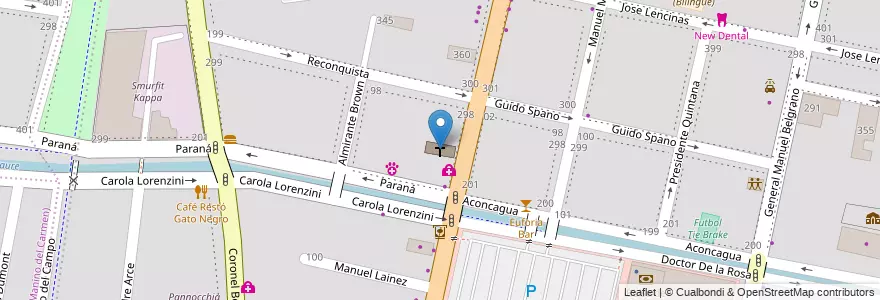Mapa de ubicacion de Iglesia en 아르헨티나, 칠레, Mendoza, Godoy Cruz, Departamento Godoy Cruz, Distrito Ciudad De Godoy Cruz.
