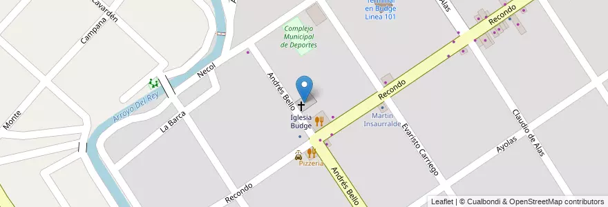 Mapa de ubicacion de Iglesia en Argentinië, Buenos Aires, Partido De Lomas De Zamora, Ingeniero Budge.