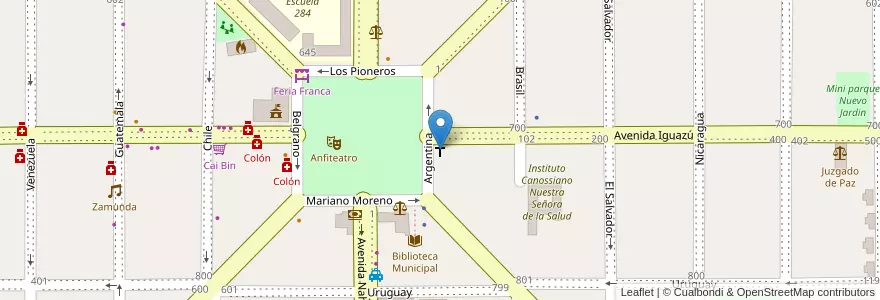 Mapa de ubicacion de Iglesia en Argentinien, Misiones, Departamento San Ignacio, Municipio De Jardín América.