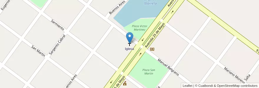Mapa de ubicacion de Iglesia en Arjantin, Formosa, Departamento Patiño, Municipio De Ibarreta.