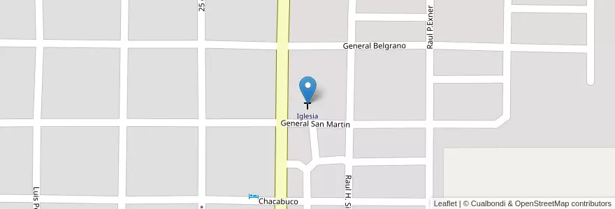 Mapa de ubicacion de Iglesia en 阿根廷, Chaco, Departamento Libertador General San Martín, Municipio De Pampa Del Indio.