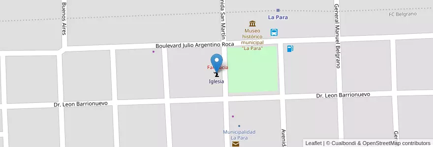 Mapa de ubicacion de Iglesia en アルゼンチン, コルドバ州, Departamento Río Primero, Pedanía Castaño, Municipio De La Para, La Para.