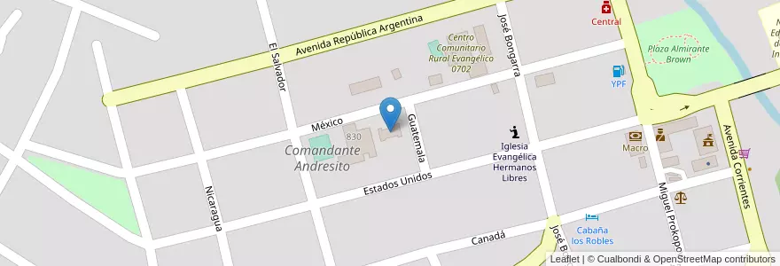 Mapa de ubicacion de Iglesia Adventista en アルゼンチン, ミシオネス州, Departamento General Manuel Belgrano, Municipio De Comandante Andresito, Comandante Andresito.