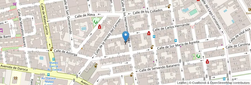 Mapa de ubicacion de Iglesia Adventista en Spanien, Autonome Gemeinschaft Madrid, Autonome Gemeinschaft Madrid, Área Metropolitana De Madrid Y Corredor Del Henares, Madrid.