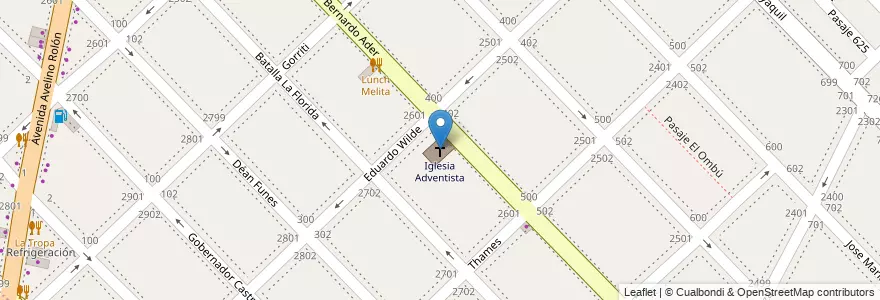Mapa de ubicacion de Iglesia Adventista en Argentine, Province De Buenos Aires, Partido De San Isidro, Boulogne Sur Mer.