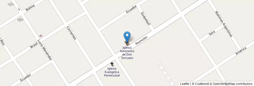 Mapa de ubicacion de Iglesia Adventista de Don Torcuato en Аргентина, Буэнос-Айрес, Partido De Tigre, Don Torcuato.