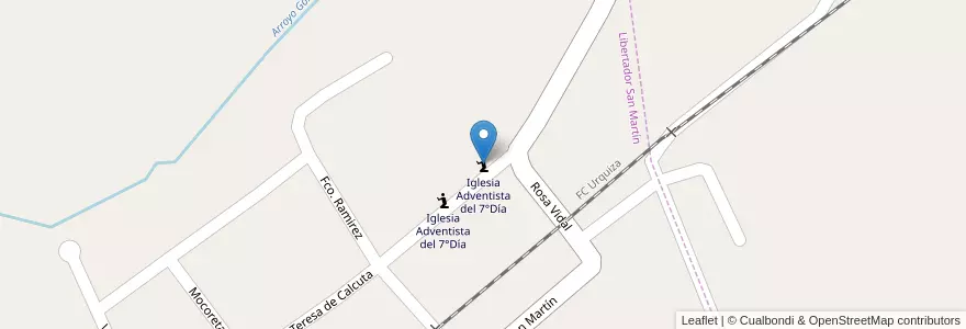 Mapa de ubicacion de Iglesia Adventista del 7°Día en Arjantin, Entre Ríos, Departamento Diamante, Distrito Palmar.