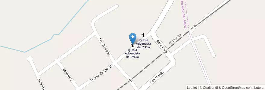 Mapa de ubicacion de Iglesia Adventista del 7°Día en アルゼンチン, エントレ・リオス州, Departamento Diamante, Distrito Palmar.