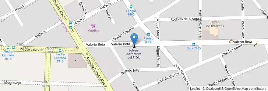 Mapa de ubicacion de Iglesia Adventista del 7°Día en アルゼンチン, コルドバ州, Departamento Capital, Pedanía Capital, Córdoba, Municipio De Córdoba.