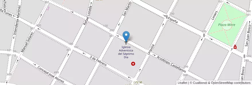 Mapa de ubicacion de Iglesia Adventista del Séptimo Día en 아르헨티나, Córdoba, Departamento Santa María, Pedanía Alta Gracia, Municipio De Alta Gracia, Alta Gracia.