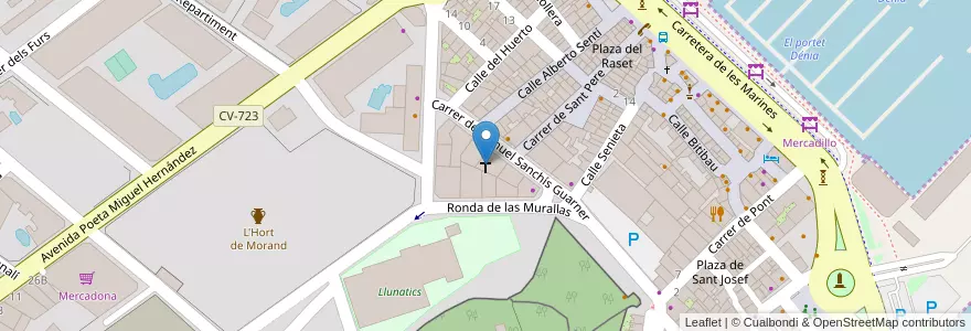 Mapa de ubicacion de Iglesia Adventista del Séptimo Día en Denia en اسپانیا, Comunitat Valenciana, Alacant / Alicante, La Marina Alta, Dénia.