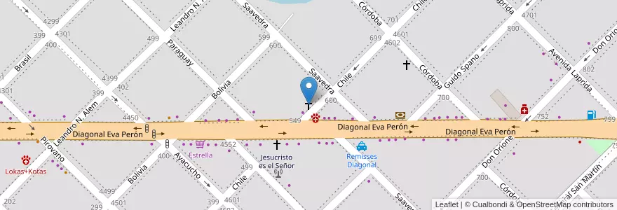Mapa de ubicacion de Iglesia Bautista Abriendo Brechas en アルゼンチン, チャコ州, Departamento San Fernando, Barranqueras, Barranqueras.