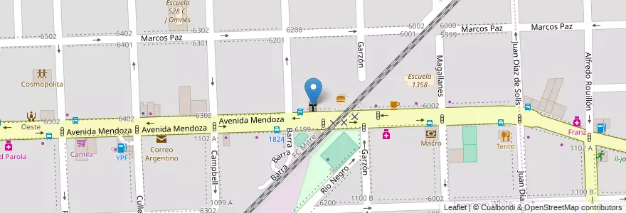 Mapa de ubicacion de Iglesia Bautista Bíblica en アルゼンチン, サンタフェ州, Departamento Rosario, Municipio De Rosario, ロサリオ.