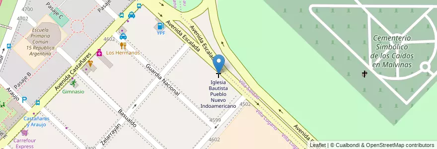 Mapa de ubicacion de Iglesia Bautista Pueblo Nuevo Indoamericano, Villa Lugano en Argentinien, Ciudad Autónoma De Buenos Aires, Buenos Aires, Comuna 8.