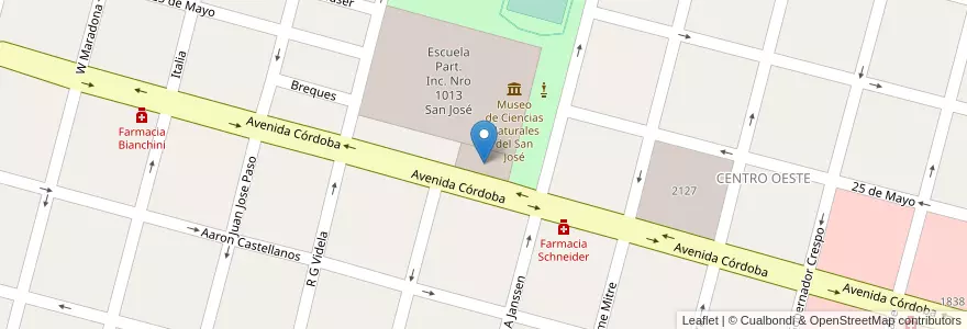 Mapa de ubicacion de Iglesia Beto Juan Pablo II en Arjantin, Santa Fe, Departamento Las Colonias, Municipio De Esperanza, Esperanza.