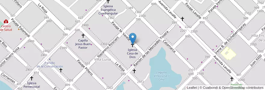 Mapa de ubicacion de Iglesia Casa de Dios en アルゼンチン, チャコ州, Departamento San Fernando, Resistencia, Resistencia.