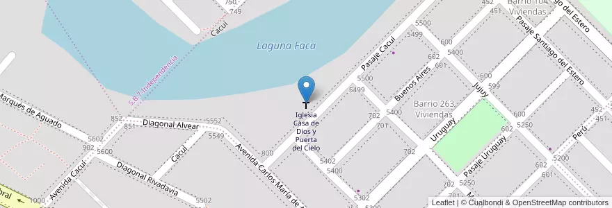 Mapa de ubicacion de Iglesia Casa de Dios y Puerta del Cielo en アルゼンチン, チャコ州, Departamento San Fernando, Municipio De Fontana, Fontana.