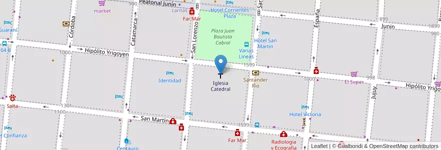 Mapa de ubicacion de Iglesia Catedral en Аргентина, Корриентес, Departamento Capital, Corrientes, Corrientes.
