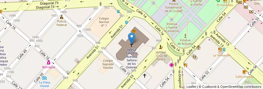 Mapa de ubicacion de Iglesia Catedral Nuestra Señora de los Dolores, Casco Urbano en Argentine, Province De Buenos Aires, Partido De La Plata, La Plata.