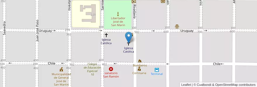 Mapa de ubicacion de Iglesia Católica en Arjantin, Chaco, Departamento Libertador General San Martín, Municipio De General José De San Martín.