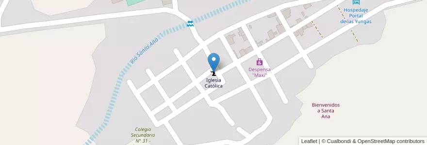 Mapa de ubicacion de Iglesia Católica en الأرجنتين, Jujuy, Departamento Valle Grande, Municipio De Santa Ana.