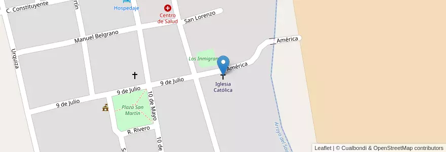 Mapa de ubicacion de Iglesia Católica en Argentinië, Entre Ríos, Departamento Gualeguaychú, Distrito Pehuajó Al Norte, Aldea San Antonio, Aldea San Antonio.