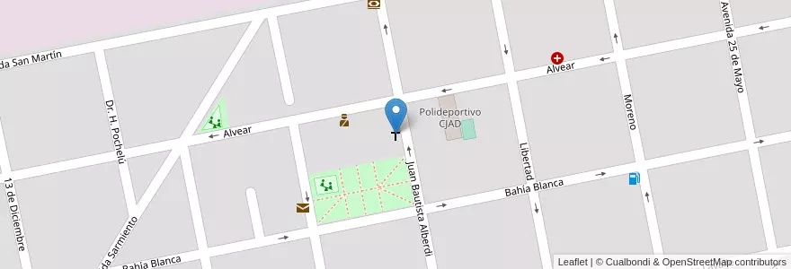 Mapa de ubicacion de Iglesia Catolica en Argentinië, Buenos Aires, Partido De Villarino, Algarrobo.