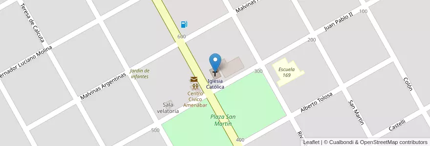 Mapa de ubicacion de Iglesia Católica en الأرجنتين, سانتا في, Departamento General López, Municipio De Amenábar, Amenábar.