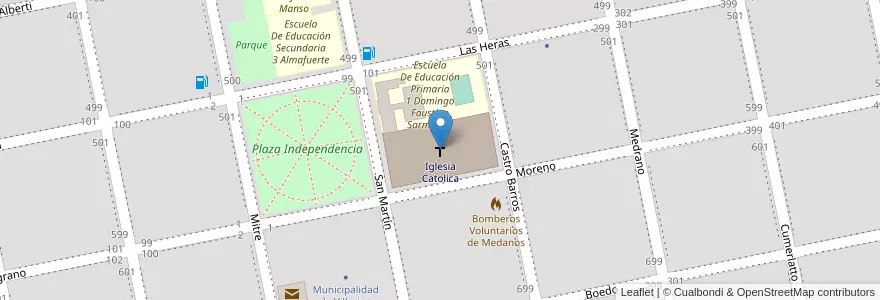 Mapa de ubicacion de Iglesia Catolica en Argentina, Provincia Di Buenos Aires, Partido De Villarino, Médanos.