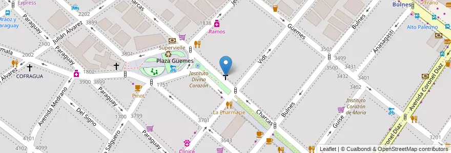 Mapa de ubicacion de Iglesia Católica Armenia, Palermo en アルゼンチン, Ciudad Autónoma De Buenos Aires, ブエノスアイレス, Comuna 14.