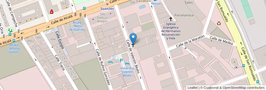 Mapa de ubicacion de Iglesia Celebración Cristiana en スペイン, マドリード州, Comunidad De Madrid, Área Metropolitana De Madrid Y Corredor Del Henares, Madrid.