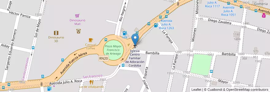 Mapa de ubicacion de Iglesia Centro Familiar de Adoración Cordoba en Argentina, Córdoba, Departamento Capital, Pedanía Capital, Córdoba, Municipio De Córdoba.