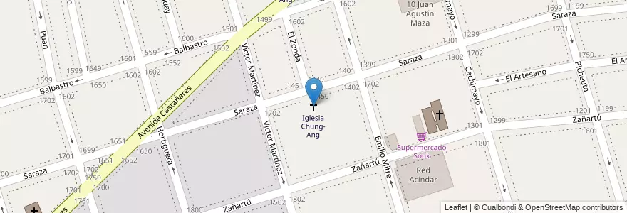 Mapa de ubicacion de Iglesia Chung-Ang, Parque Chacabuco en アルゼンチン, Ciudad Autónoma De Buenos Aires, Comuna 7, ブエノスアイレス.