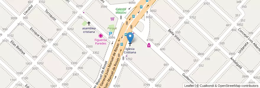 Mapa de ubicacion de Iglesia Cristiana en アルゼンチン, ブエノスアイレス州, Partido De La Matanza, Isidro Casanova.