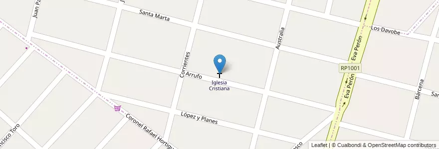 Mapa de ubicacion de Iglesia Cristiana en Argentina, Buenos Aires, Partido De Morón, Castelar.