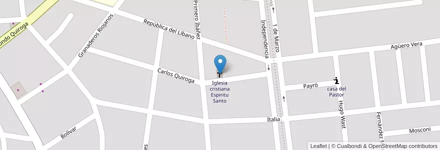 Mapa de ubicacion de Iglesia cristiana Espiritu Santo en Аргентина, Ла-Риоха, Departamento Capital, La Rioja.