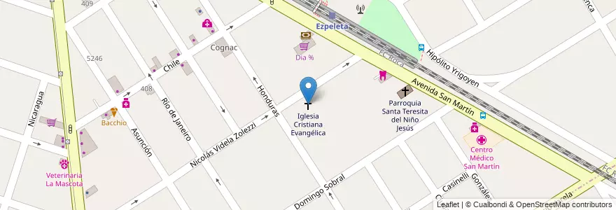 Mapa de ubicacion de Iglesia Cristiana Evangélica en Argentinië, Buenos Aires, Partido De Quilmes, Ezpeleta.