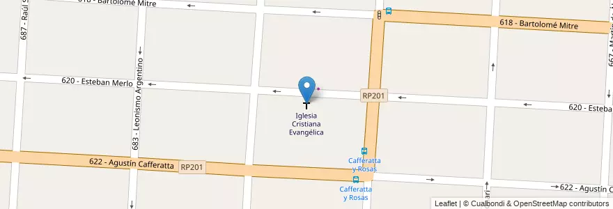 Mapa de ubicacion de Iglesia Cristiana Evangélica en 아르헨티나, 부에노스아이레스주, Partido De Tres De Febrero, Caseros.