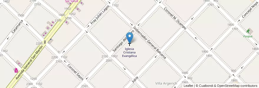 Mapa de ubicacion de Iglesia Cristiana Evangélica en 阿根廷, 布宜诺斯艾利斯省, Partido De Lanús, Lanús Oeste.