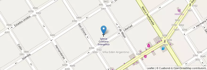 Mapa de ubicacion de Iglesia Cristiana Evangélica en الأرجنتين, بوينس آيرس, Partido De Lanús, Lanús Oeste.