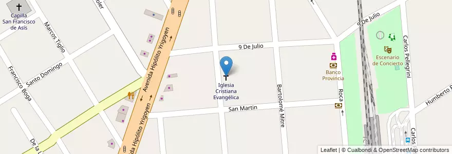 Mapa de ubicacion de Iglesia Cristiana Evangélica en 아르헨티나, 부에노스아이레스주, Partido De Almirante Brown, Burzaco.